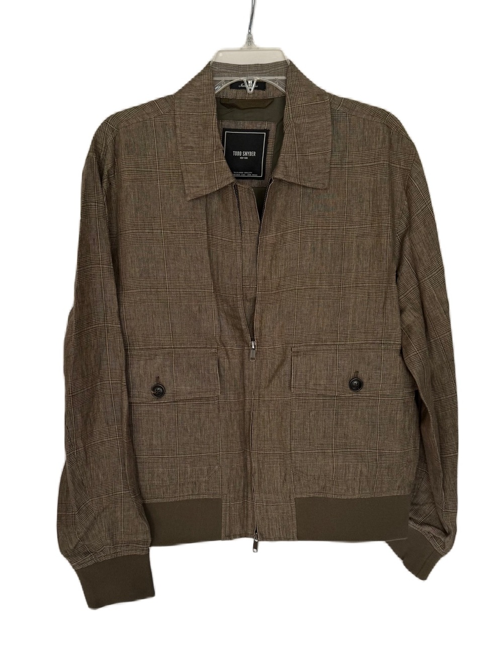 Todd Snyder Glenplaid Flight Jacket 100% Linen NWT Olive